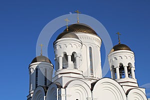 The church is made of white stone. Religion. Orthodoxy. Architecture.