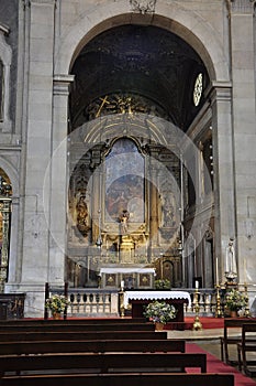 Church Mary Magdalene interior from Alfama district in Lisbon photo