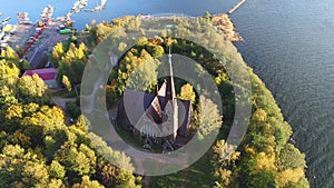 Church of Mary Magdalene. Primorsk Leningrad region, Russia aerial video