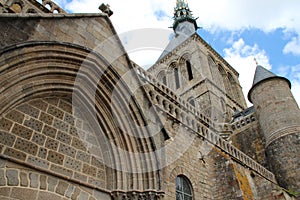 church in a medieval abbey at the mont-saint-michel - normandy - france