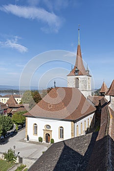 Church in the medieval town of Murten, Switzerland