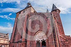 Church in the medieval village of Collonges-la-Rouge in CorrÃ¨ze, Nouvelle-Aquitaine in France