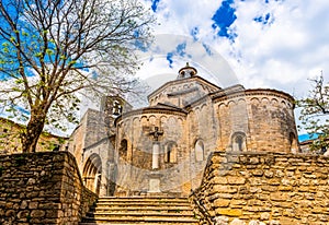 Church in the medieval village of Saint-Martin-de-londres in Occitanie, France photo