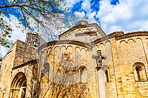 Church in the medieval village of Saint-Martin-de-londres in Occitanie, France photo