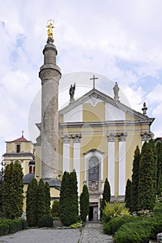 Church with minaret - Saint Peter and Paul Cathedral in Kamianets Podilskyi Ukraine.