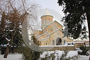 The church in Monastery of St. Nino at Bodbe in winter photo