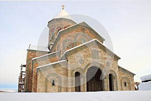 The church in Monastery of St. Nino at Bodbe in winter photo