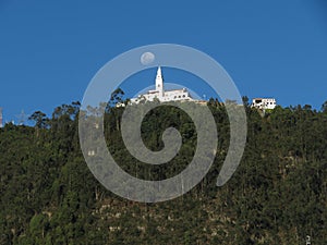 Church of Monserrate with full moon at BogotÃÂ¡ photo