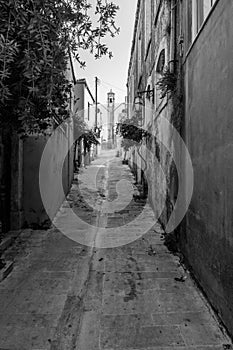 Church and narrow street