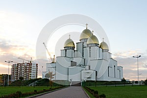 Church of the Nativity of the Blessed Virgin on the sky background