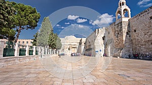 The Church of the Nativity of Jesus Christ timelapse hyperlapse. Palestin. The city of Bethlehem.