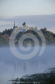 Church of the Nativity of John the Baptist on a hill above the Volkhov River in the village of Staraya Ladoga in the Leningrad Reg