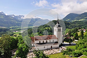 Church near Gruyere castle, Switzerland