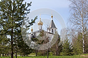 The Church in Nefteyugansk in the spring domes