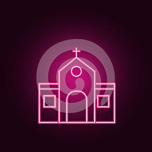 Church neon icon. Elements of Religion set. Simple icon for websites, web design, mobile app, info graphics