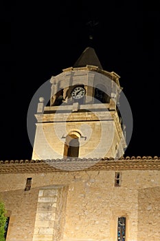 Church at night. Bello. Teruel. Aragon. Spain.