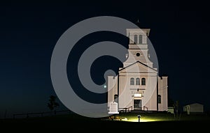 Church at night in Canada