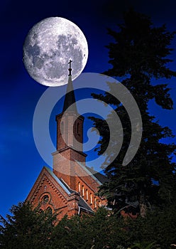 Church and the night sky