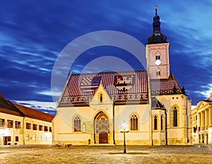 Church at night in Zagreb, Croatia