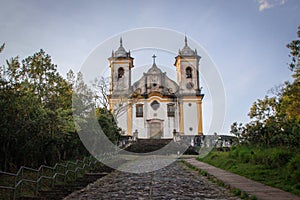 The Church Nossa Senhora das Merces is a Rococo Catholic church in Ouro Preto, Brazil. design by the Brazilian architect and sculp photo