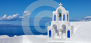 Church in Oia village in Santorini island. Greece