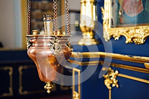 Church oil. Orthodox icon lamp.