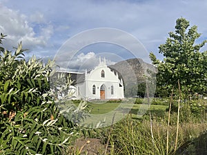 Church in the old village of Franschhoek in the Winelands