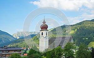 church with onion dome, Achenkirch austrian destination