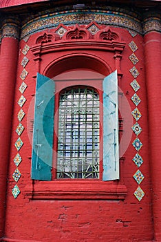 Church open window. Epiphany church in Yaroslavl, Russia.