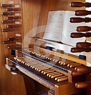 Church organ with keyboard