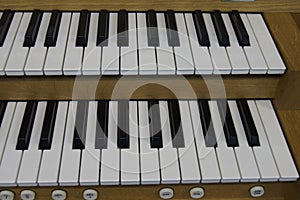 Church organ keyboard black white keys piano