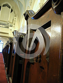 Church organ and pew