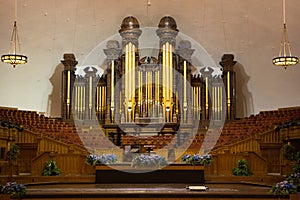 Church organ pipes at the Mormon Tabernacle