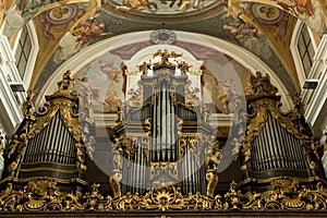 Church organ pipes