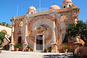 church in an orthodox monastery (agia triada) in crete (greece)