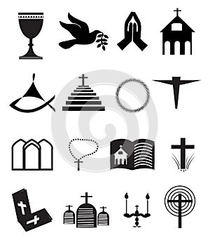 Church and Other Christian Symbol Icons Set