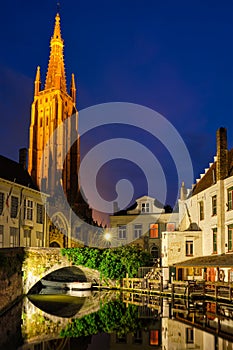 Church of Our Lady and canal. Brugge Bruges, Belgium