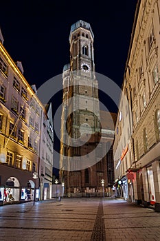 Church of Our Lady (Frauenkirche) in Munich at Night, Bavaria