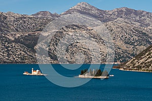 View of the Bay of Kotor on the islands near Perast Montenegro