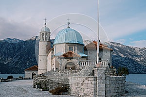 Church of Our Lady on the Rocks on a small artificial island in the Bay of Kotor. Montenegro