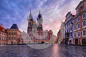 The Church of Our Lady before Tyn in the Old Town Square, Prague, Czech Republic.