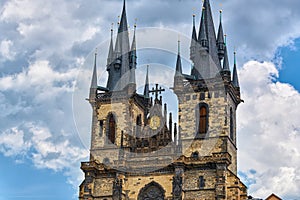 Church of our Lady before Tyn Prague - Architectural image in Old Town Square, in Prague, Czech Republic with Chram