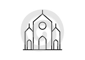 Church outline icon. Religious building silhouette. Vector illustration