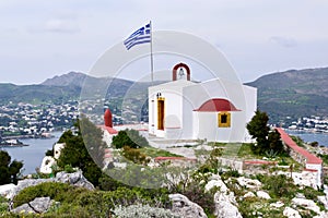 Church Outside Of Pandeli Castle, Leros, Greece, Europe