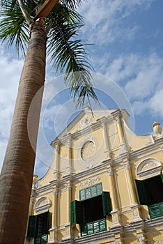 Church and palm tree