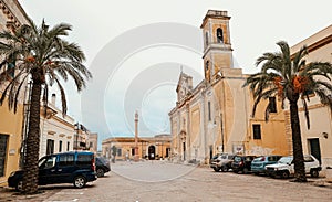 church with palm trees in Puglia Italy