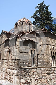 The Church of Panaghia Kapnikarea side view on Emrou street. Church of Panaghia Kapnikarea is a Greek Orthodox church and one of t photo