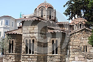 The Church of Panaghia Kapnikarea side view on Emrou street. Church of Panaghia Kapnikarea is a Greek Orthodox church and one of t photo