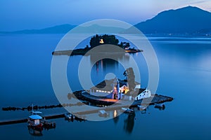 The church of Panagia Vlacherna and Mouse Island in Kanoni, Corfu, Greece