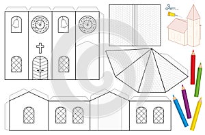 Church Paper Craft Coloring Template